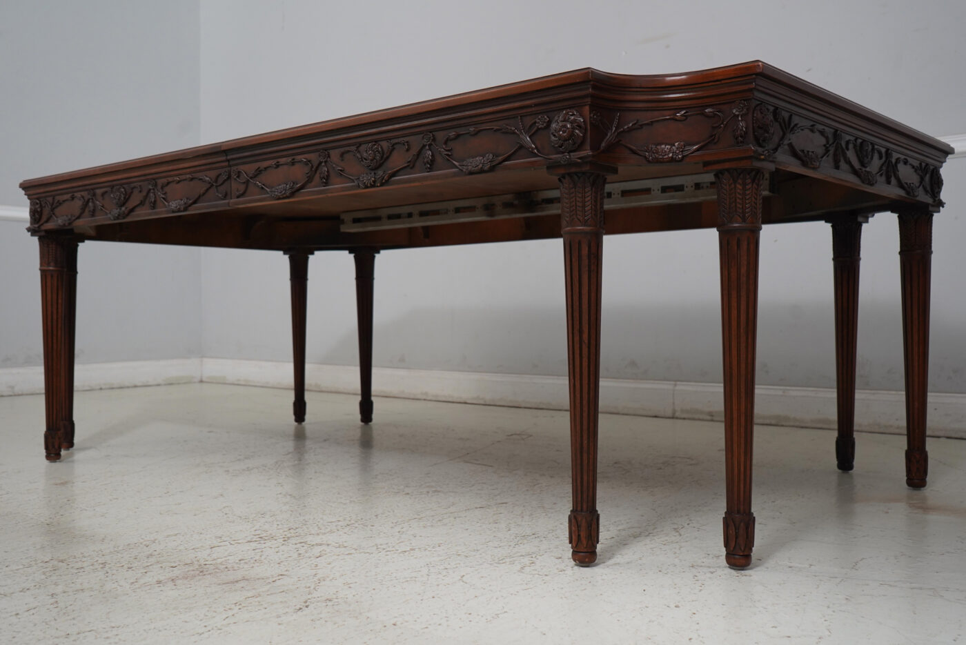 French Dining Room Table, Leg Table with Walnut Finish - Image 17