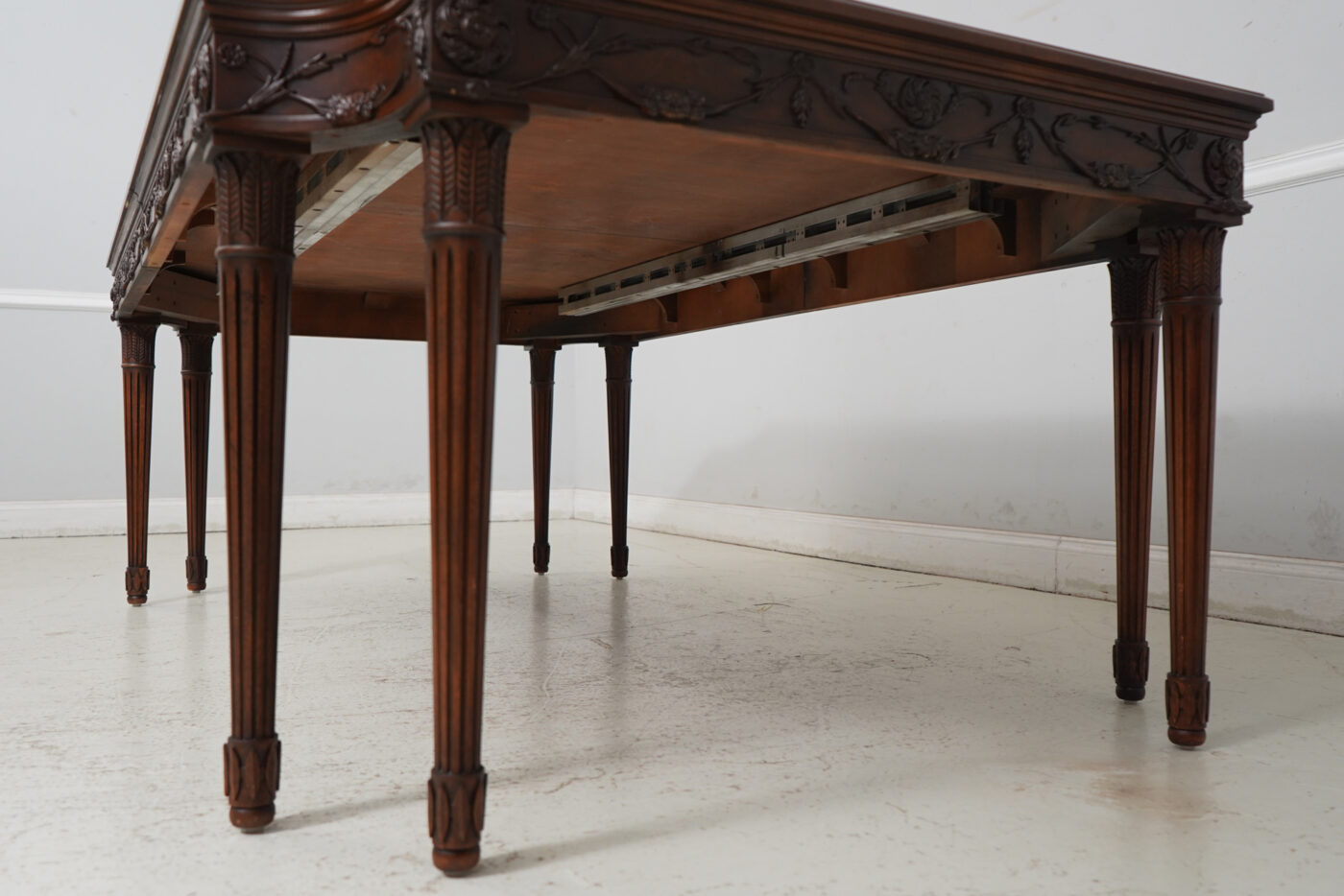 French Dining Room Table, Leg Table with Walnut Finish - Image 10