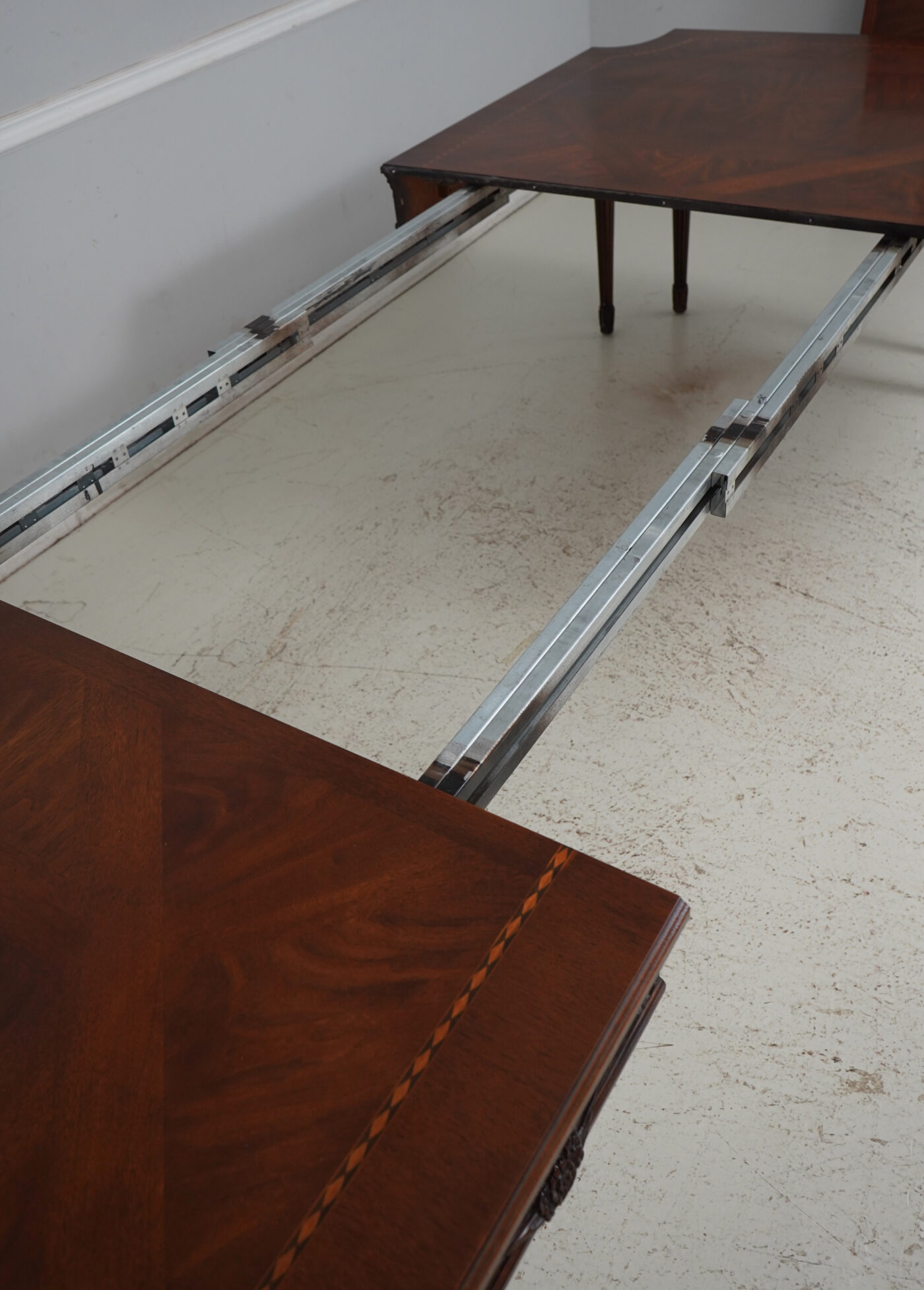 French Dining Room Table, Leg Table with Walnut Finish - Image 9