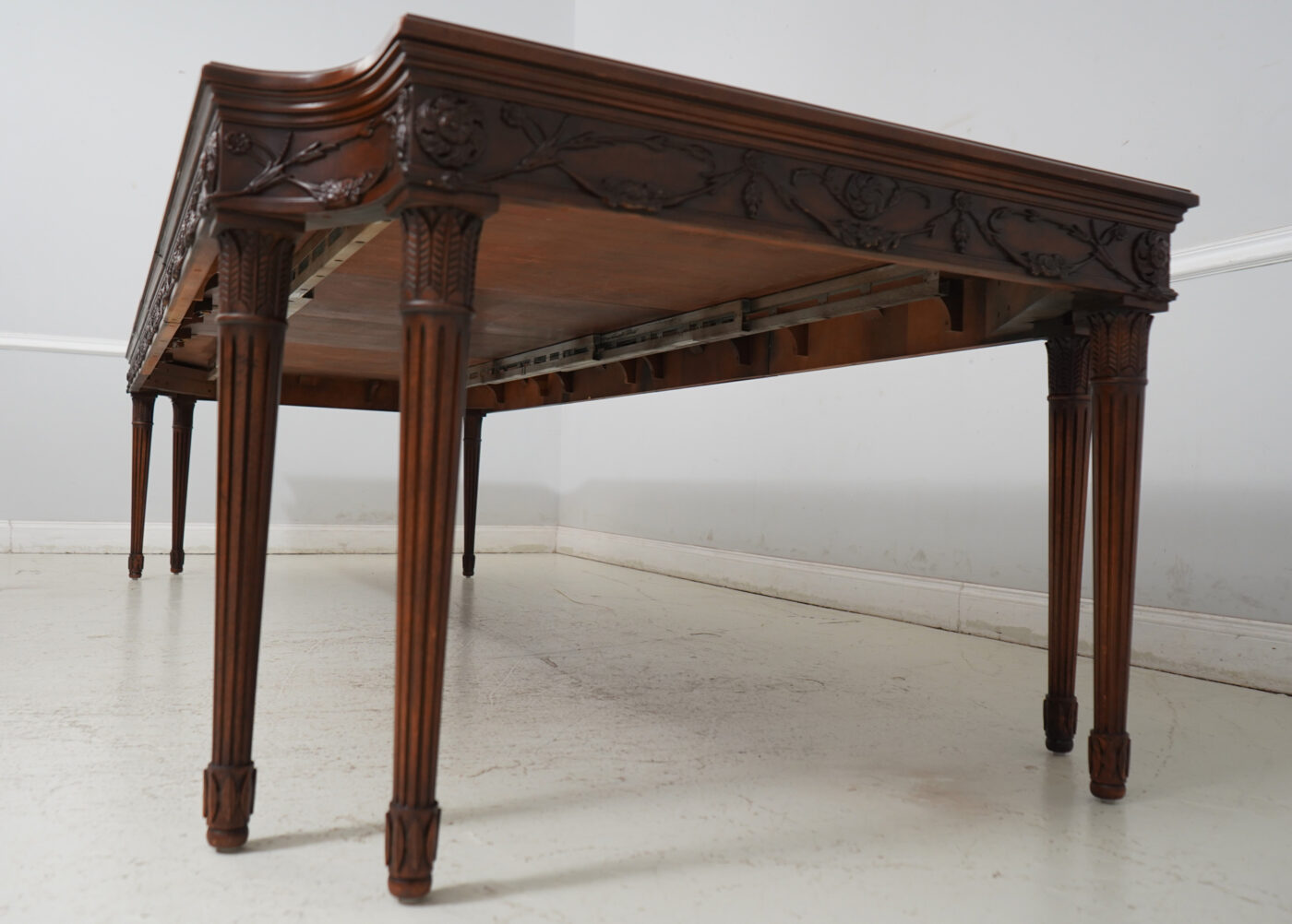 French Dining Room Table, Leg Table with Walnut Finish - Image 4