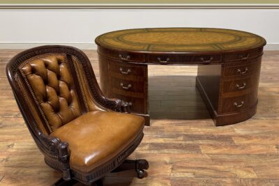 Executive Office Chair, Walnut Burnished Leather & Nile Croc Outback