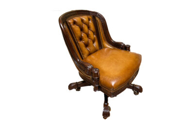 Executive Office Chair, Walnut Burnished Leather & Nile Croc Outback