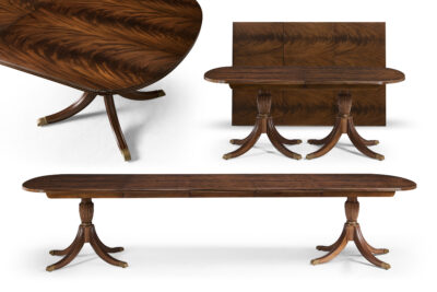 Double Pedestal Mahogany Dining Table for Seating 14 People an AP Exclusive by AntiquePurveyor