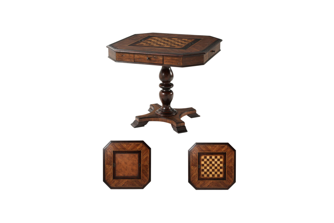 36 x 36 Canted Square Reversible Backgammon and Chess Ellery Game Table ...