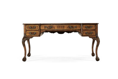 George II Style Walnut Desk With Leather Inset And Ball And Claw Feet