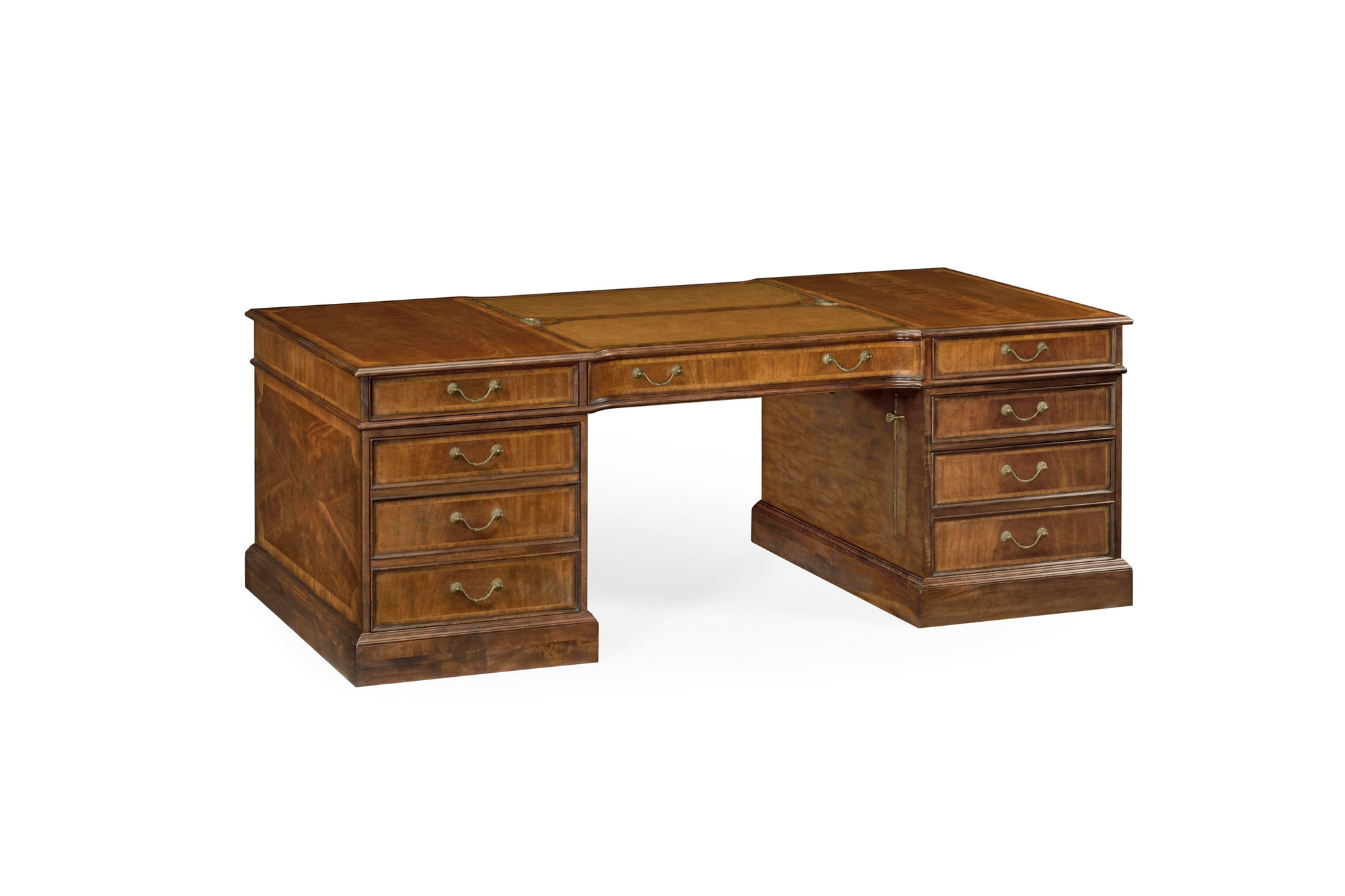 Crotch Walnut Partners Desk With Leather Writing Surface And Storage