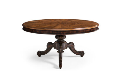60-Inch Round Walnut Dining Table With Carved Pedestal Base