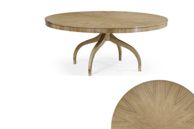 72-Inch Round Walnut Dining Table With Brass Ferrules