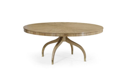 72-Inch Round Walnut Dining Table With Brass Ferrules