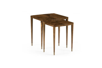 American Walnut Nesting Tables With Brass Hardware and Hand-Rubbed Patina