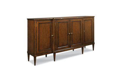 Cherry Veneer Cabinet With Four Framed Doors And Tapered Feet