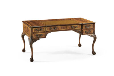George II Style Walnut Desk With Leather Inset And Ball And Claw Feet