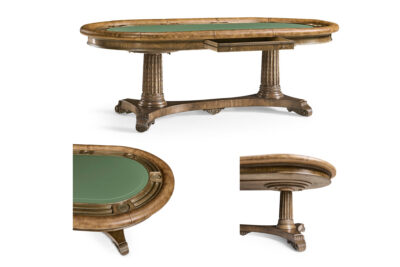 Light Bleached Mahogany 8 Person Poker Table w Green Leather Top