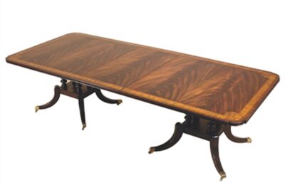 Mahogany Veneer Dining Table With Crossbanded Top And Brass Mounts