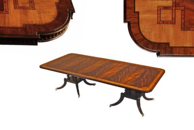 Mahogany Veneer Dining Table With Crossbanded Top And Brass Mounts