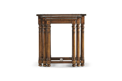 Nest Of Three Tables With Parquet Oyster Veneer In Antique Walnut Finish