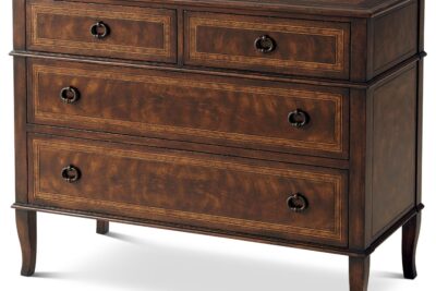 Cerejeira veneered chest of drawers with khaya and splayed legs