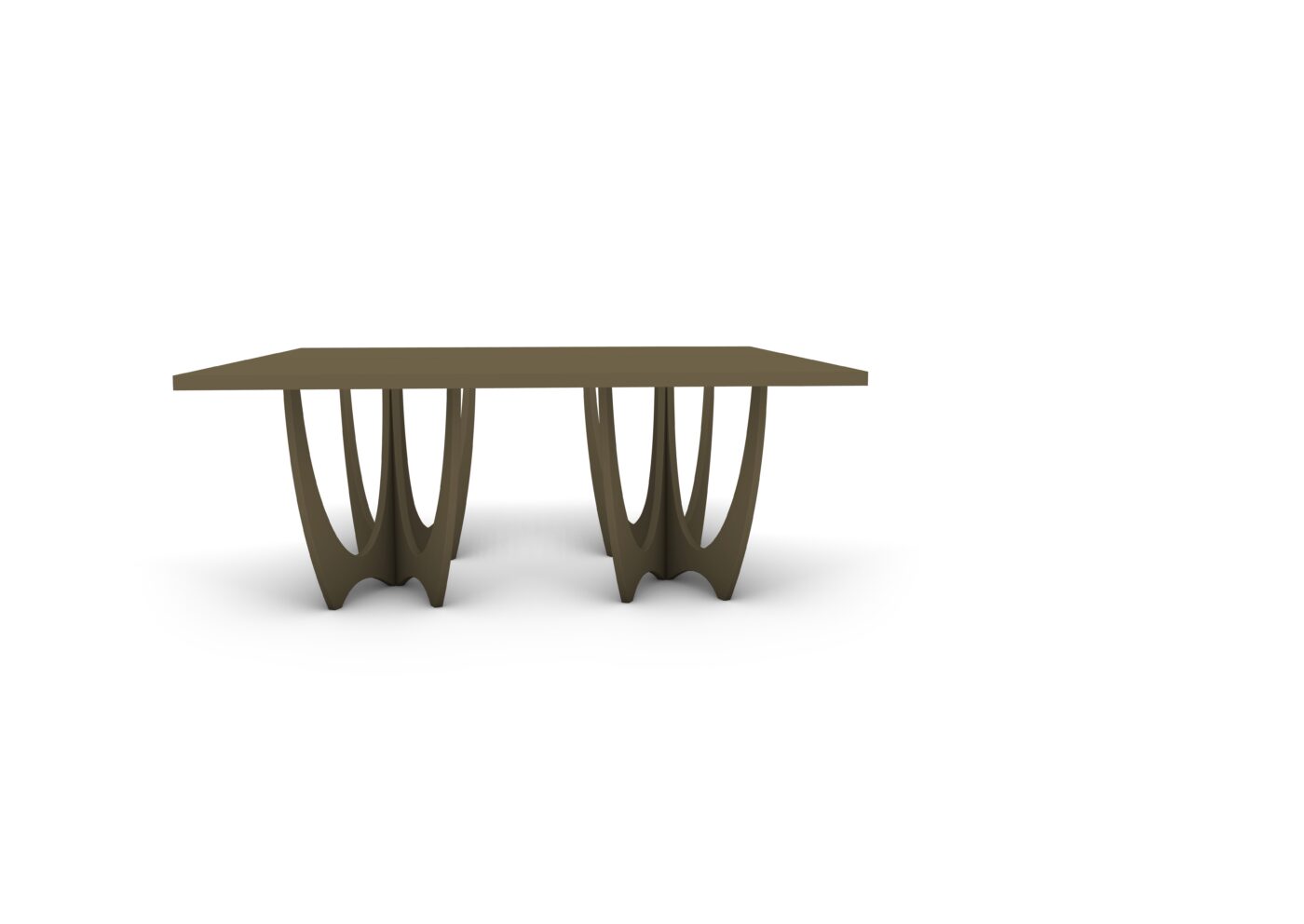 Black Walnut Modular Square Dining Tables with Arched Pedestal Bases-END