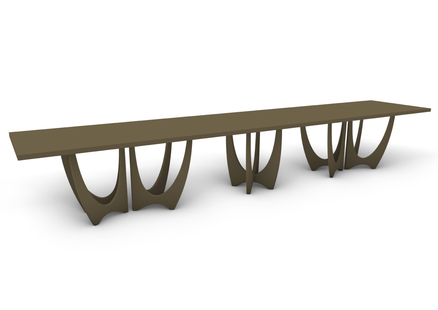 Black Walnut Modular Square Dining Tables with Arched Pedestal Bases-END