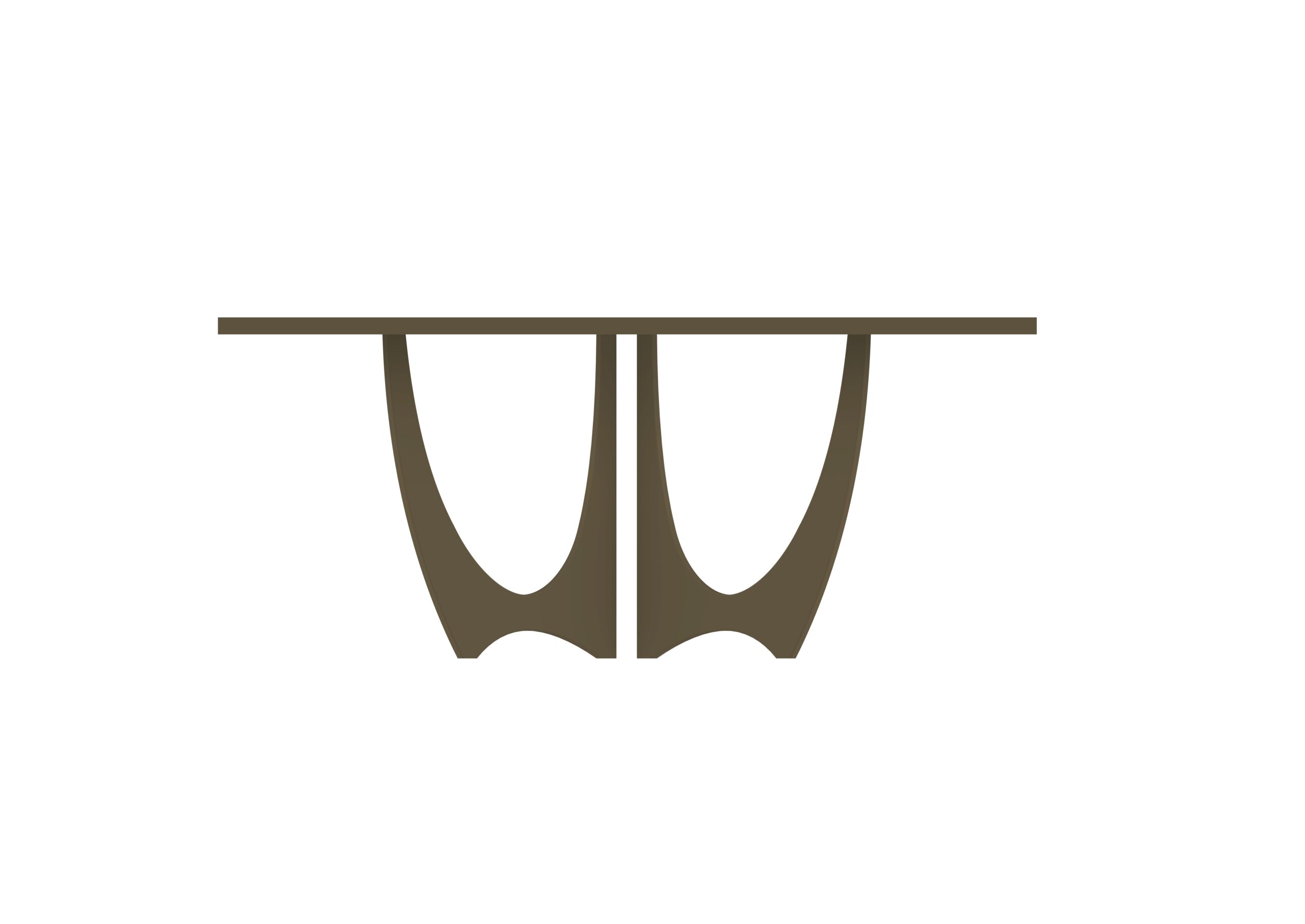 Black Walnut Modular Square Dining Tables with Arched Pedestal Bases-END