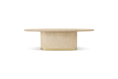 Oval Oak Dining Table with Starburst Veneer and Brass in Martini Finish