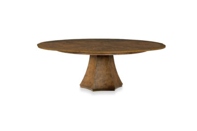 Round Expanding Dining Table with Oak and Walnut Veneer