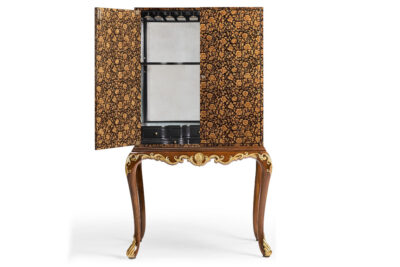Black Painted Cocktail Cabinet with Églomisé Interior