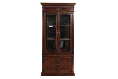 Chippendale Style Cabinet with Glass Doors and Dentil Crown