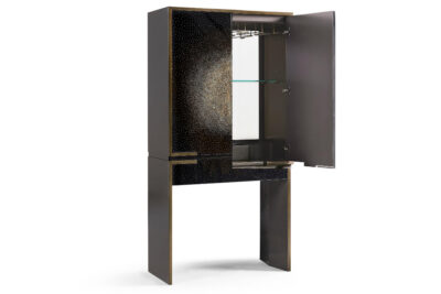 Bar Cabinet with Eggshell Inlay and Lacquered Case