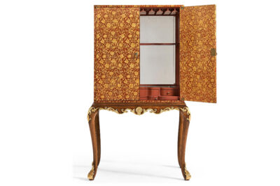 Red Painted Cocktail Cabinet with Églomisé Interior