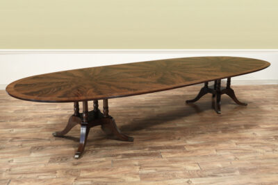 Custom 10-14 Foot Rounded Boat Mahogany Dining Table
