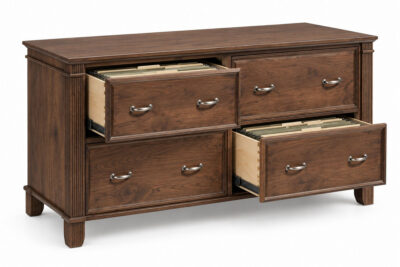 Traditional Solid Walnut 4-Drawer Lateral File Cabinet/Credenza Made in USA
